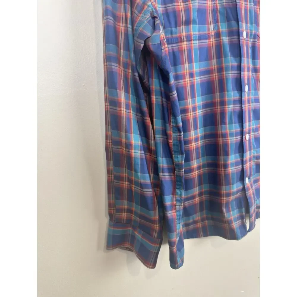 Duluth Trading Co Men’s L Green Orange Blue Free Swingin Untucked Standard Fit - Picture 4 of 13